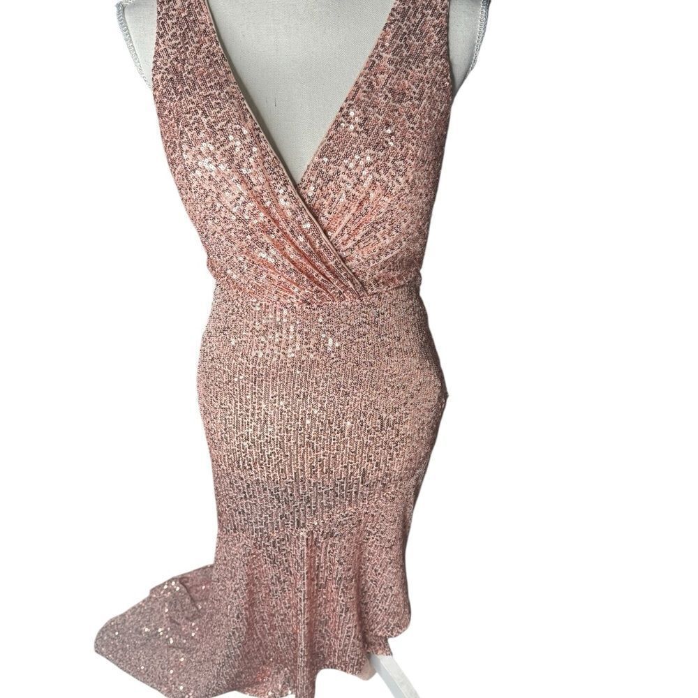 Ever Pretty Pink Sequin Evening Dress Formal Mermaid Max Y2K Fairy Sz 6 Formal